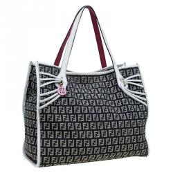 Pre Owned Fendi Black/White Zucchino Canvas Grand Shopping Tote