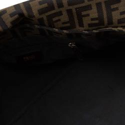 Pre Owned Fendi Tobacco Zucca Canvas Mia Flap Bag