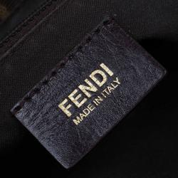 Pre Owned Fendi Tobacco Zucca Canvas Mia Flap Bag