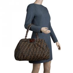 Pre Owned Fendi Tobacco/Brown Zucca Canvas Large Mia Tote