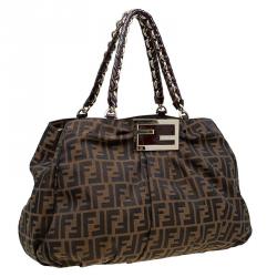 Pre Owned Fendi Tobacco/Brown Zucca Canvas Large Mia Tote