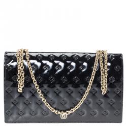 Pre Owned Fendi Black Patent Leather Fendilicious Wallet On Chain