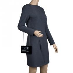 Pre Owned Fendi Black/Silver Resin Logo Box Clutch