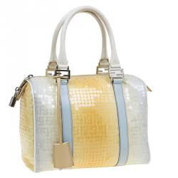 Pre Owned Fendi Yellow Ombre Zucchino Sequin Bauletto Boston Bag