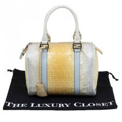 Pre Owned Fendi Yellow Ombre Zucchino Sequin Bauletto Boston Bag