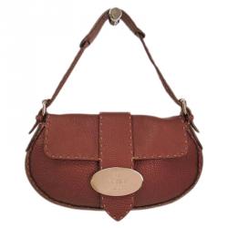 Pre Owned Fendi Bordeaux Selleria Leather Shoulder Bag
