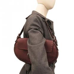 Pre Owned Fendi Bordeaux Selleria Leather Shoulder Bag