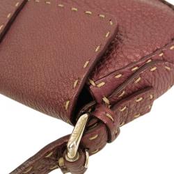 Pre Owned Fendi Bordeaux Selleria Leather Shoulder Bag