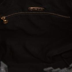 Pre Owned Fendi Black Mesh/Leather Drawstring Shoulder Bag