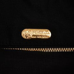 Pre Owned Fendi Black Mesh/Leather Drawstring Shoulder Bag