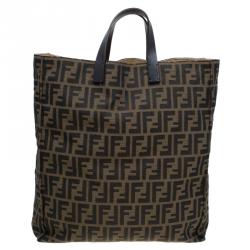 Pre Owned Fendi Tobacco Zucca Canvas Shopping Tote