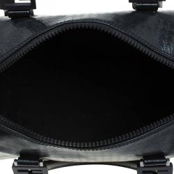 Pre Owned Fendi Black Zucca Embossed Patent Leather Forever Bauletto Boston Bag