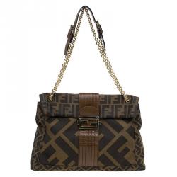 Fendi Brown Zucca Canvas Maxi Baguette Shoulder Bag