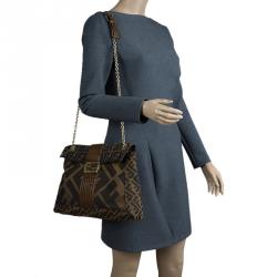 Fendi Brown Zucca Canvas Maxi Baguette Shoulder Bag