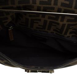 Fendi Brown Zucca Canvas Maxi Baguette Shoulder Bag
