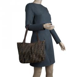 Pre Owned Fendi Tobacco Zucca Canvas Jacquard Grande Shopping Tote
