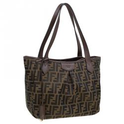 Pre Owned Fendi Tobacco Zucca Canvas Jacquard Grande Shopping Tote