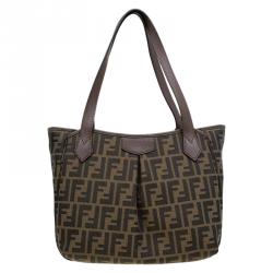 Pre Owned Fendi Tobacco Zucca Canvas Jacquard Grande Shopping Tote
