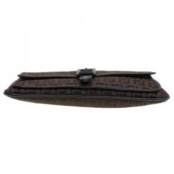 Pre Owned Fendi Brown Zucchino Pochette Clutch