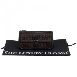 Pre Owned Fendi Brown Zucchino Pochette Clutch
