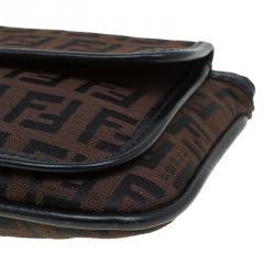 Pre Owned Fendi Brown Zucchino Pochette Clutch