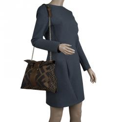 Fendi Brown Zucca Canvas Maxi Baguette Shoulder Bag