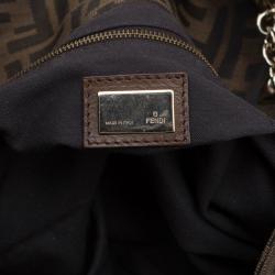Fendi Brown Zucca Canvas Maxi Baguette Shoulder Bag