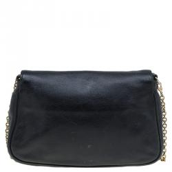 Pre Owned Fendi Black Leather Fendista Pochette Crossbody Bag