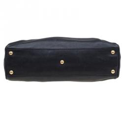 Pre Owned Fendi Black Leather Small Peekaboo Top Handle Bag