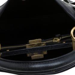 Pre Owned Fendi Black Leather Small Peekaboo Top Handle Bag