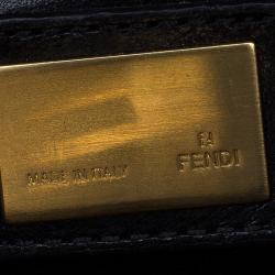 Pre Owned Fendi Black Leather Small Peekaboo Top Handle Bag