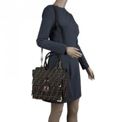 Pre Owned Fendi Tobacco Zucca Canvas Classico No.3 Shopper Tote