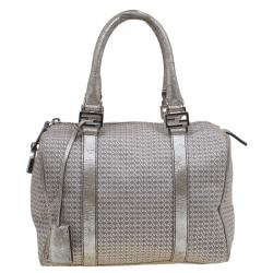 Fendi Metallic/Brown Canvas Forever Bauletto Boston Bag