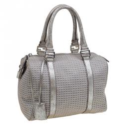 Fendi Metallic/Brown Canvas Forever Bauletto Boston Bag