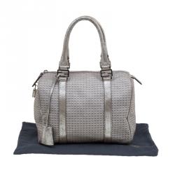 Fendi Metallic/Brown Canvas Forever Bauletto Boston Bag