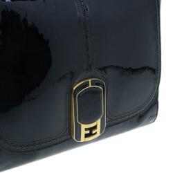 Pre Owned Fendi Black Patent Leather Anna Shoulder Bag