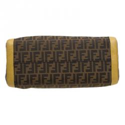 Pre Owned Fendi Tobacco Zucca Canvas Cream Shopping Tote