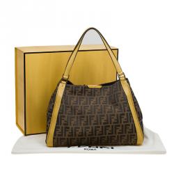 Pre Owned Fendi Tobacco Zucca Canvas Cream Shopping Tote