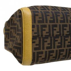 Pre Owned Fendi Tobacco Zucca Canvas Cream Shopping Tote