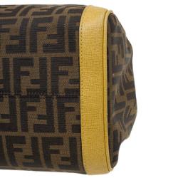 Pre Owned Fendi Tobacco Zucca Canvas Cream Shopping Tote