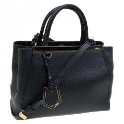 Pre Owned Fendi Black Saffiano Leather Small 2Jours Tote
