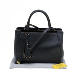 Pre Owned Fendi Black Saffiano Leather Small 2Jours Tote