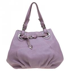 Pre Owned Fendi Metallic Lilac Pebbled Leather Selleria Pomodorino Belt Bag