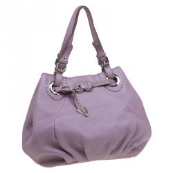 Pre Owned Fendi Metallic Lilac Pebbled Leather Selleria Pomodorino Belt Bag
