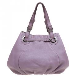 Pre Owned Fendi Metallic Lilac Pebbled Leather Selleria Pomodorino Belt Bag