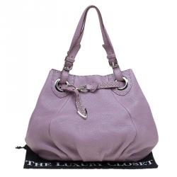 Pre Owned Fendi Metallic Lilac Pebbled Leather Selleria Pomodorino Belt Bag