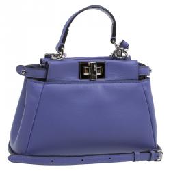Pre Owned Fendi Viola Nappa Leather Micro Peekaboo Bag