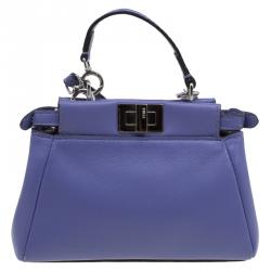 Pre Owned Fendi Viola Nappa Leather Micro Peekaboo Bag