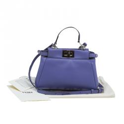 Pre Owned Fendi Viola Nappa Leather Micro Peekaboo Bag