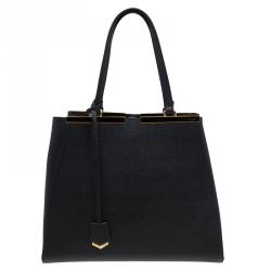Pre Owned Fendi Black Saffiano Leather 2Jours Tote